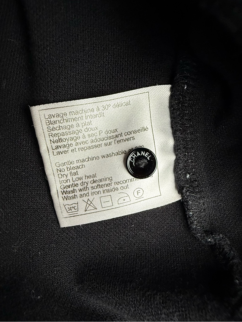 CHANEL Black Short-Sleeve Polo Tee Shirt with Subtle Logo Uniform Top - Picture 7 of 10